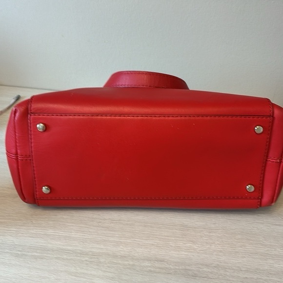 RARE Kate Spade Red and Cream Satchel CANVAS with Bold Accents - Picture 5 of 8